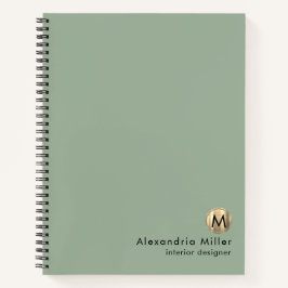 Elegantsage Green Gold Monogram Notizbuch