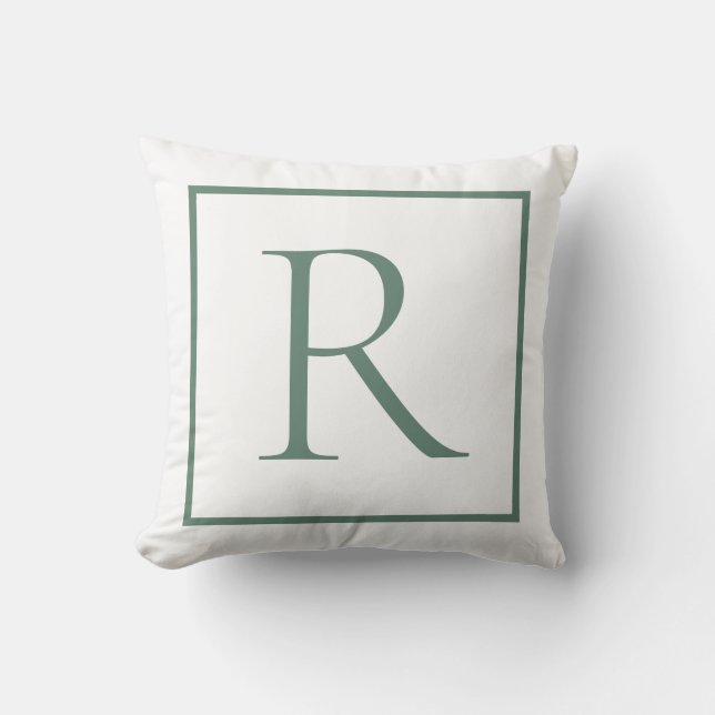 Elegantsage Green Monogram Kissen (Vorderseite)