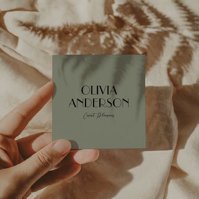 Elegantsage Green Neutral Boho Moderne einzigartig Quadratische Visitenkarte (Von Creator hochgeladen)