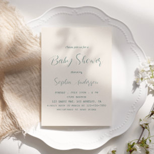 Elegantsage Green Script Baby Shower - Minimalisti Einladung