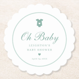 Elegantsage Green Script Oh Baby Shower Untersetzer