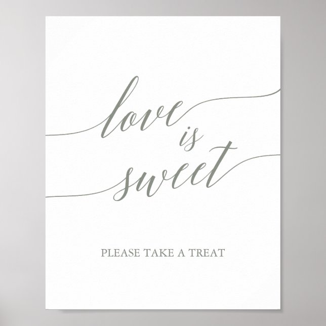 Elegantsage Grüne Kalligrafie Liebe ist Sweet Sign Poster (Vorne)