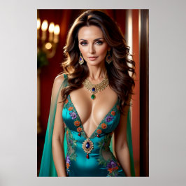 Eleganz der Türkisfarbenen Frau (1) Poster
