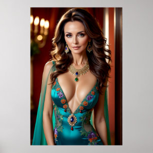 Eleganz der Türkisfarbenen Frau (1) Poster