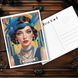 Eleganz des Cocktail-Klubs im Stil der 1920er Jahr Postkarte