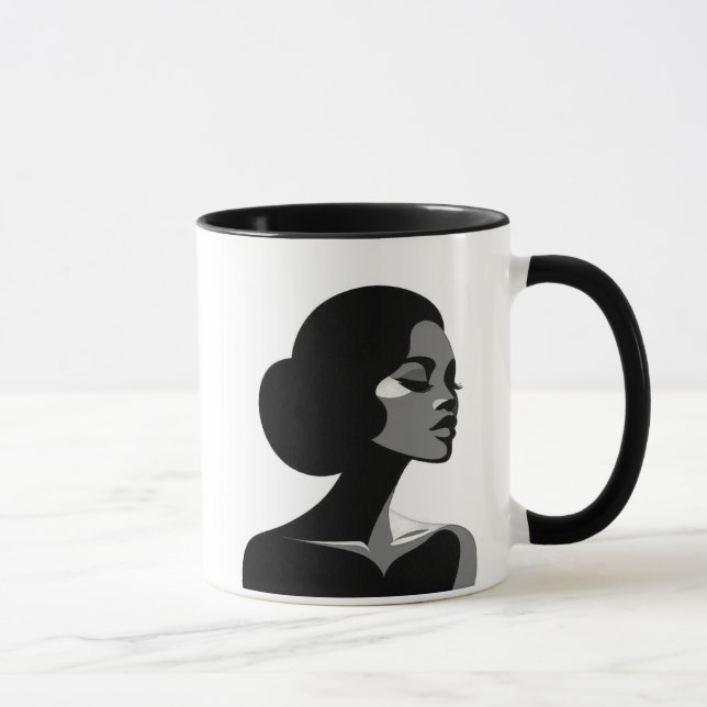 Eleganz im Kontrast, ein fesselndes Portrait Tasse (Rechts)
