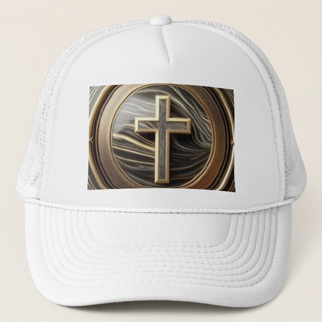 Eleganz in Absolution Cross auf Marmor mit Gilded Truckerkappe (Vorderseite)