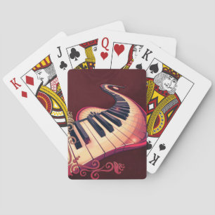 Eleganz in Bewegung, das gebogene Klavier. Spielkarten