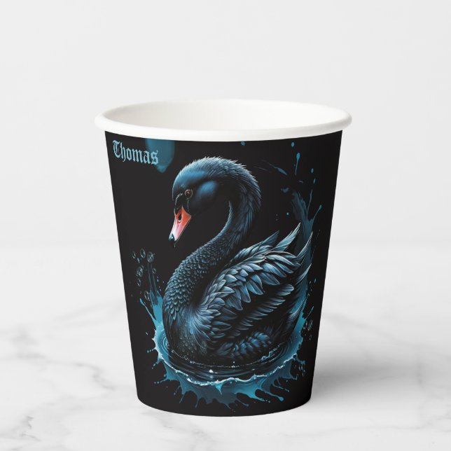 Eleganz in Bewegung, der schwarze Schwan, Pappbecher (Vorderseite)