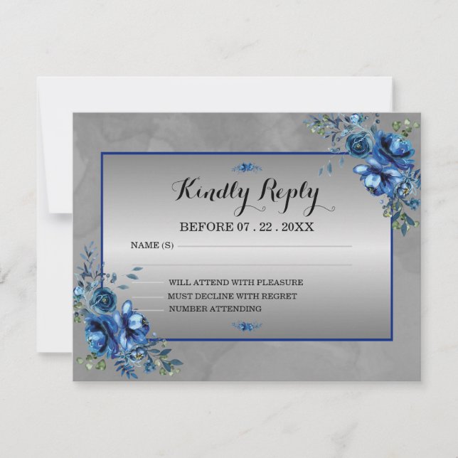 Eleganz in Bloom: UAWG mit Silver Response Card RSVP Karte (Vorderseite)