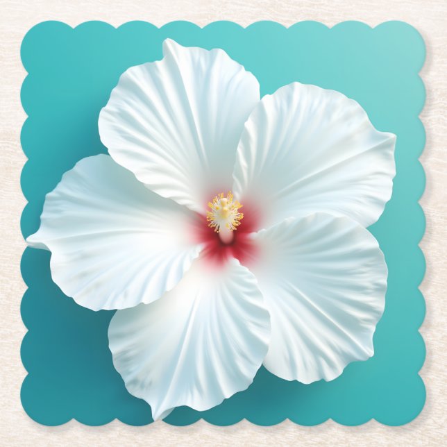 Eleganz in Bloom: Weißer Hibiskus Harmonie Untersetzer (Vorderseite)