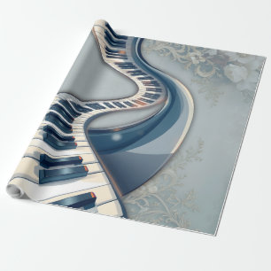Eleganz in Klaviertasten und Blüten. Geschenkpapier