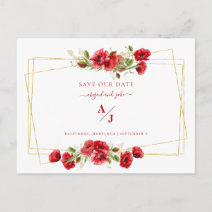 Eleganz in Rot Hochzeit Termin merken Postkarte