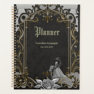 Eleganz in Silber und Schwarz Planer