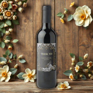 Eleganz in Silber und Schwarz. Weinetikett