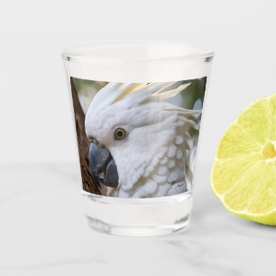 Eleganz in Weiß: Das majestätische Aussie Cockatoo Schnapsglas