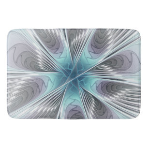 Eleganz Moderne Blaue Graue Weiße Fractal-Kunst-Bl Badematte