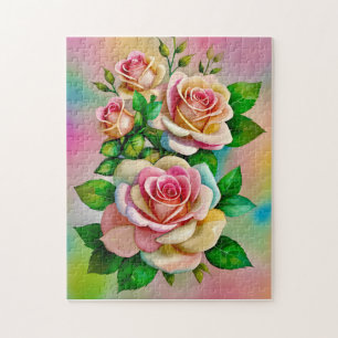Eleganz-Rosen in rosa und gelber Wasserfarbe Paste