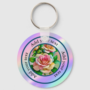 Eleganz-Rosen Rosa und Gelb Aquarell-Pastell Schlüsselanhänger