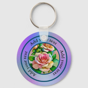 Eleganz-Rosen Rosa und Gelb Aquarell-Pastell Schlüsselanhänger