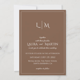Eleganz Terrakotta Text basiert und Monogramm Einladung