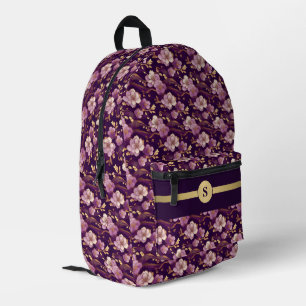Eleganz umarmen: Personalisierter lila und goldene Bedruckter Rucksack