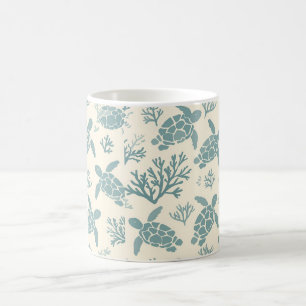 Eleganz unter Wasser: Blaues Korallendesign Kaffeetasse