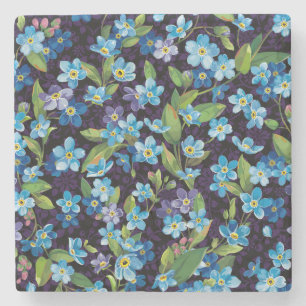 Eleganz Vergissmeinnicht Blumenmuster Steinuntersetzer