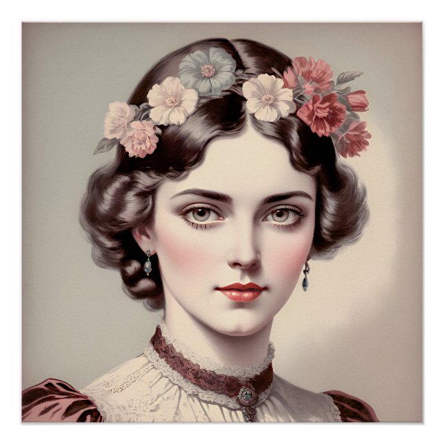 Eleganz von Antan, Schönheit mit Blüten Poster (Vorderseite)