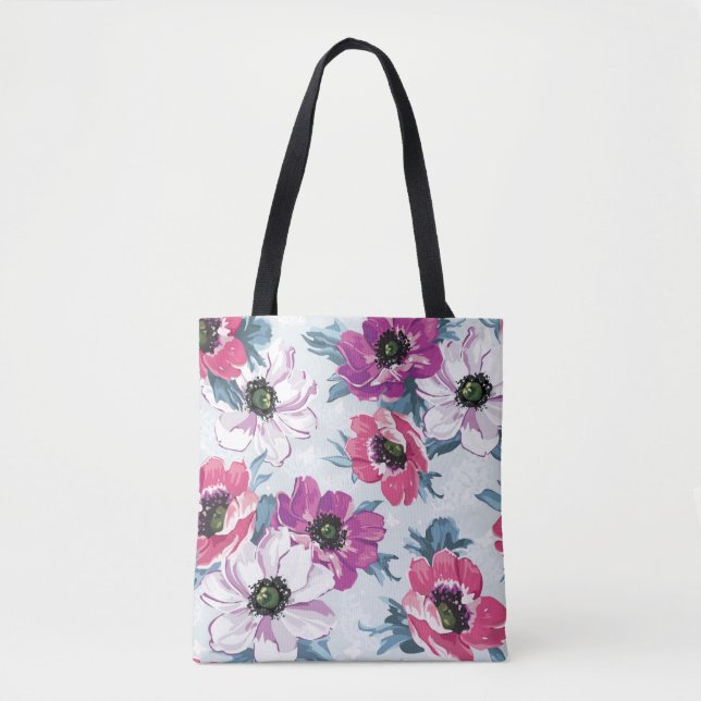 EleganzfarbBlumenmuster auf Blau Tasche (Vorderseite)