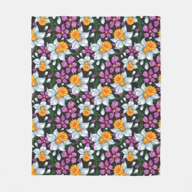 Eleganzmuster mit Narzissen-Blumen 2 Fleecedecke (Vorderseite)