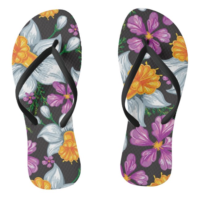 Eleganzmuster mit Narzissen-Blumen 2 Flip Flops (Fußbett)