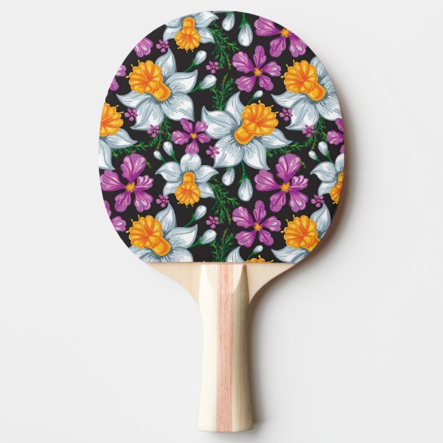 Eleganzmuster mit Narzissen-Blumen 2 Tischtennis Schläger (Vorderseite)