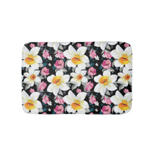 Eleganzmuster mit Narzissen-Blumen Badematte