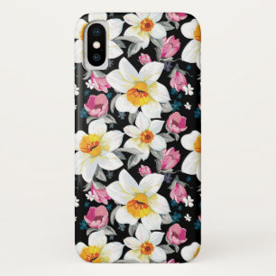 Eleganzmuster mit Narzissen-Blumen iPhone X Hülle