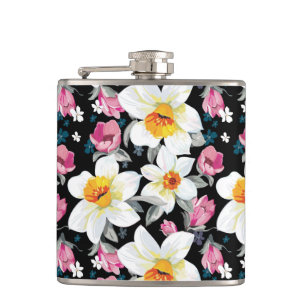 Eleganzmuster mit Narzissen-Blumen Flachmann