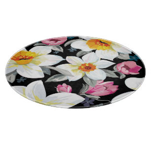 Eleganzmuster mit Narzissen-Blumen Schneidebrett