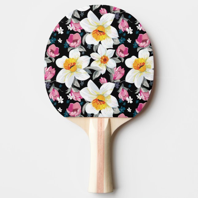 Eleganzmuster mit Narzissen-Blumen Tischtennis Schläger (Vorderseite)
