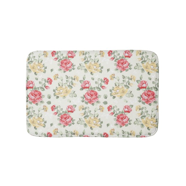 Eleganztapetenmuster der rosa Rosen Badematte (Vorderseite)