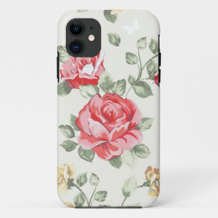 Eleganztapetenmuster der rosa Rosen iPhone 11 Hülle