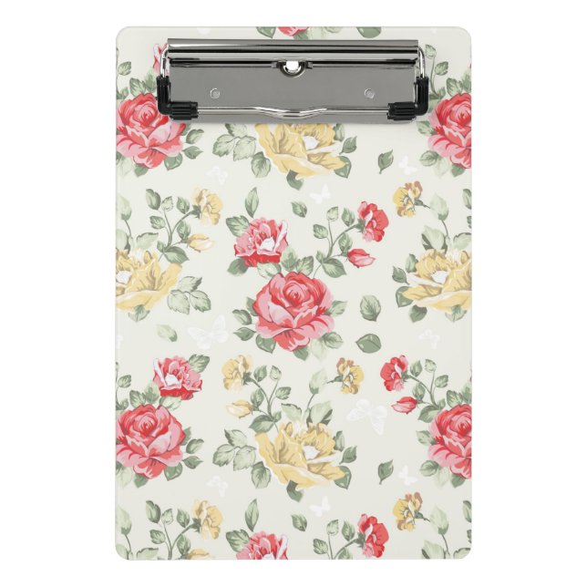 Eleganztapetenmuster der rosa Rosen Mini Klemmbrett (Vorderseite)