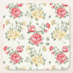 Eleganztapetenmuster der rosa Rosen Rechteckiger Pappuntersetzer