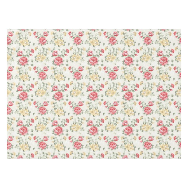 Eleganztapetenmuster der rosa Rosen Tischdecke (Vorderseite (Horizontal))