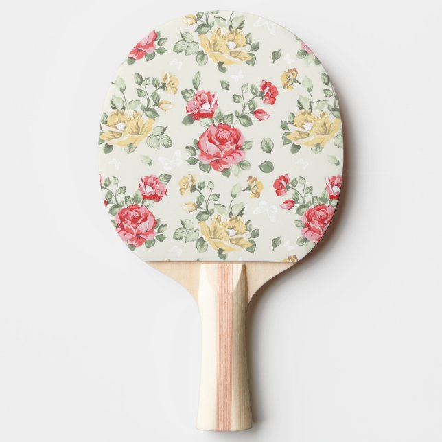 Eleganztapetenmuster der rosa Rosen Tischtennis Schläger (Vorderseite)