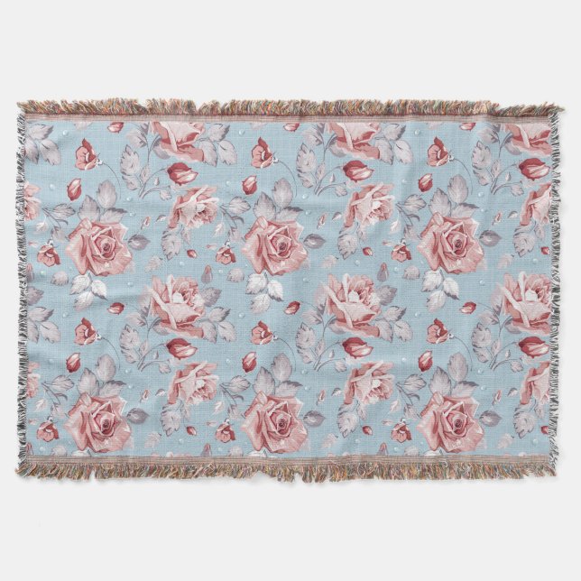 Eleganztapetenmuster von rosa Rosen 2 Decke (Vorderseite)