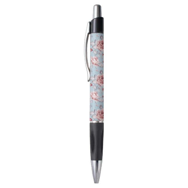 Eleganztapetenmuster von rosa Rosen 2 Kugelschreiber (Oberseite (Vertikal))