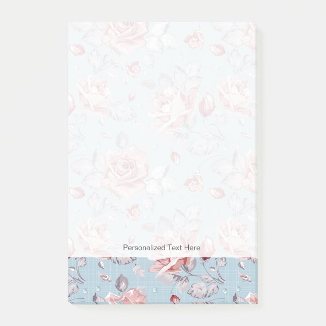 Eleganztapetenmuster von rosa Rosen 2 Post-it Klebezettel (Vorderseite)