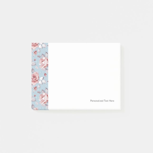 Eleganztapetenmuster von rosa Rosen 2 Post-it Klebezettel (Vorderseite)