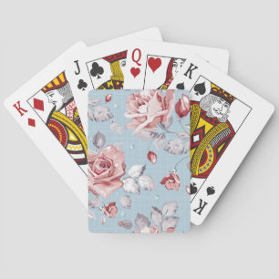Eleganztapetenmuster von rosa Rosen 2 Spielkarten