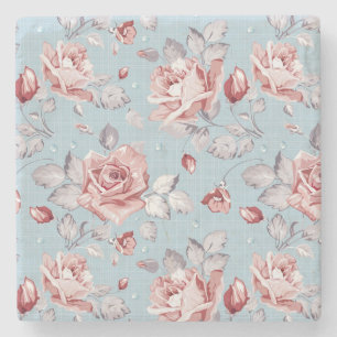 Eleganztapetenmuster von rosa Rosen 2 Steinuntersetzer